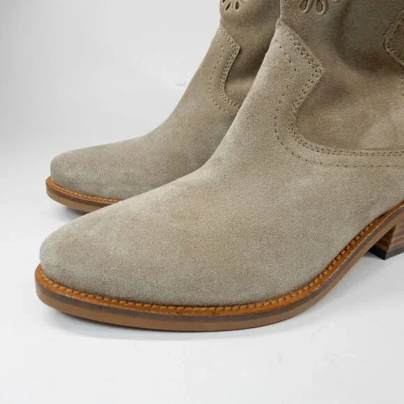 PENELOPE CHILVERS Calie Broderie Suede Cowboy Boots Bootie 36 5 Sand NEW $375 - Picture 8 of 14